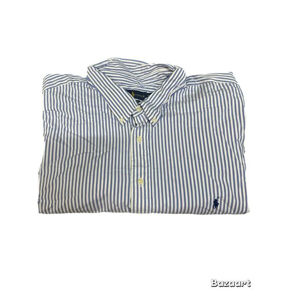 Ralph Lauren, long sleeve blue and white striped stretch button down shirt 5XB - Picture 1 of 10
